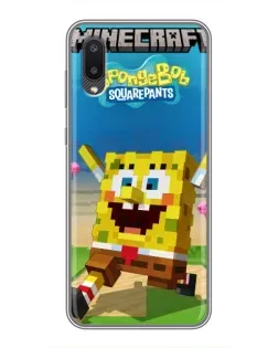 Чехол для Samsung Galaxy A02 с картинкой «Губка Боб Minecraft»