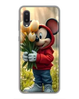 Чехол для Samsung Galaxy A02 с картинкой «Микки с тюльпанами»
