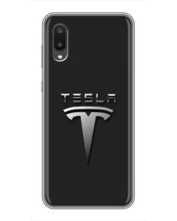 Чехол для Samsung Galaxy A02 с картинкой «Стальной логотип Tesla» Чехол для Samsung Galaxy A02 с картинкой «Стальной логотип Tesla»