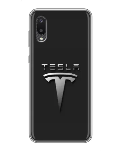Чехол для Samsung Galaxy A02 с картинкой «Стальной логотип Tesla» Чехол для Samsung Galaxy A02 с картинкой «Стальной логотип Tesla»