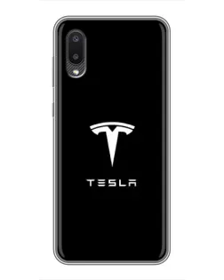 Чехол для Samsung Galaxy A02 с картинкой «Tesla White Logo» Чехол для Samsung Galaxy A02 с картинкой «Tesla White Logo»