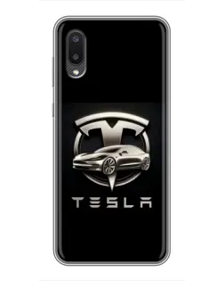 Чехол для Samsung Galaxy A02 с картинкой «Tesla — серебристое авто» Чехол для Samsung Galaxy A02 с картинкой «Tesla — серебристое авто»