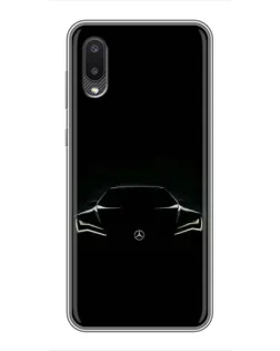 Чехол для Samsung Galaxy A02 с картинкой «Mercedes — силуэт авто» Чехол для Samsung Galaxy A02 с картинкой «Mercedes — силуэт авто»