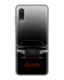 Чехол для Samsung Galaxy A02 с картинкой «Audi — градиентный контур» Чехол для Samsung Galaxy A02 с картинкой «Audi — градиентный контур»