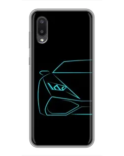 Чехол для Samsung Galaxy A02 с картинкой «Голубой силуэт Lamborghini» Чехол для Samsung Galaxy A02 с картинкой «Голубой силуэт Lamborghini»