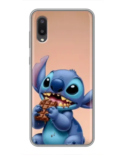 Чехол для Samsung Galaxy A02 с картинкой «Стич ест шоколад»