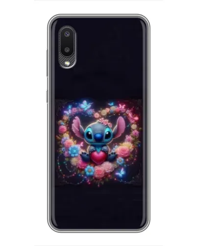 Чехол для Samsung Galaxy A02 с картинкой «Stitch в цветах»