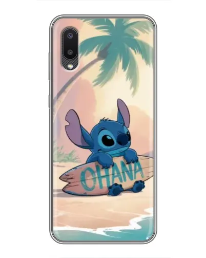 Чехол для Samsung Galaxy A02 с картинкой «Стич на серфе»