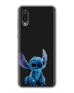 Чехол для Samsung Galaxy A02 с картинкой «Стич на черном»