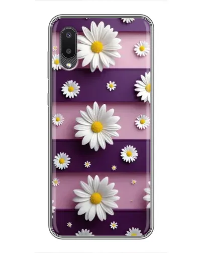 Чехол для Samsung Galaxy A02 с картинкой «Ромашки на фиолетовом»