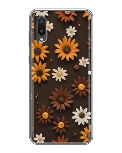 Чехол для Samsung Galaxy A02 с картинкой «Узор из маленьких подсолнухов»