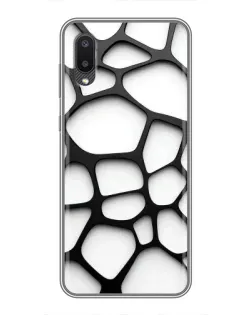 Чехол для Samsung Galaxy A02 с картинкой «Белая объемная сетка»