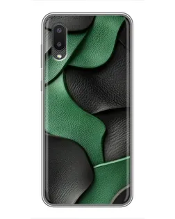 Чехол для Samsung Galaxy A02 с картинкой «Зеленые кожаные волны»
