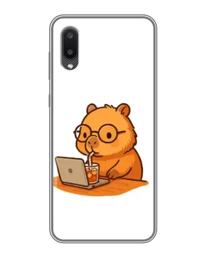 Чехол для Samsung Galaxy A02 с картинкой «Капибара с ноутбуком» Чехол для Samsung Galaxy A02 с картинкой «Капибара с ноутбуком»