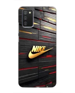 Чехол для Samsung Galaxy A02s с картинкой «Золотой Nike на металле»