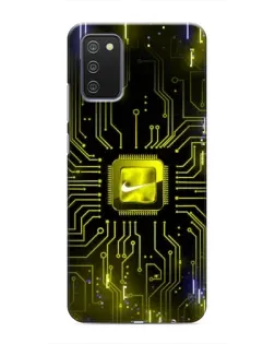 Чехол для Samsung Galaxy A02s с картинкой «Nike — золотая искра»