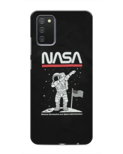 Чехол для Samsung Galaxy A02s с картинкой «NASA — шагаем по Луне»