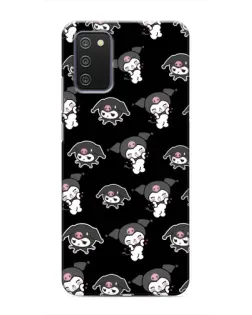 Чехол для Samsung Galaxy A02s с картинкой «Черный паттерн Kuromi»