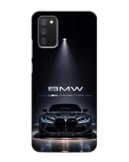 Чехол для Samsung Galaxy A02s с картинкой «BMW сквозь ночной город»