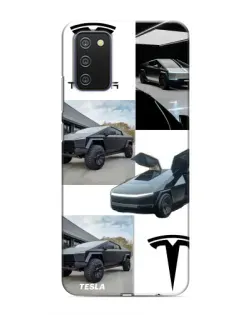Чохол для Samsung Galaxy A02s з картинкою «Колаж Cybertruck Tesla» Чохол для Samsung Galaxy A02s з картинкою «Колаж Cybertruck Tesla»