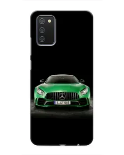 Чехол для Samsung Galaxy A02s с картинкой «Mercedes — неоновый лого»