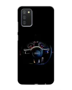 Чехол для Samsung Galaxy A02s с картинкой «Салон Audi — руль»