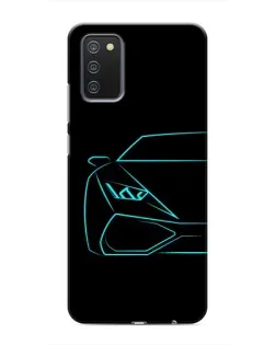 Чехол для Samsung Galaxy A02s с картинкой «Голубой силуэт Lamborghini»