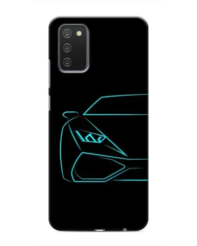 Чехол для Samsung Galaxy A02s с картинкой «Голубой силуэт Lamborghini»