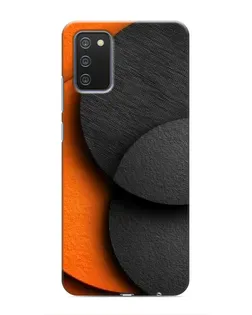 Чехол для Samsung Galaxy A02s с картинкой «Геометрия оранжевых кругов»