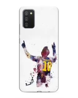 Чехол для Samsung Galaxy A02s с картинкой «Акварельный Месси Барселона»