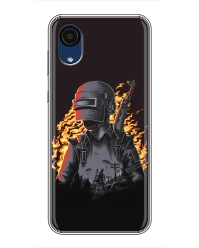 Чехол для Samsung Galaxy A03 Core с картинкой «PUBG — огненный силуэт»