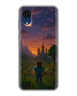 Чехол для Samsung Galaxy A03 Core с картинкой «Стив у башни»