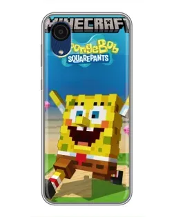 Чехол для Samsung Galaxy A03 Core с картинкой «Губка Боб Minecraft»