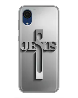 Чехол для Samsung Galaxy A03 Core с картинкой «Металлический крест Jesus»