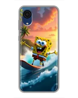 Чехол для Samsung Galaxy A03 Core с картинкой «Губка Боб серфингист»