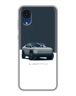 Чехол для Samsung Galaxy A03 Core с картинкой «Серебристый Cybertruck Tesla»