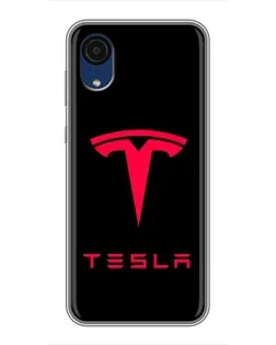 Чехол для Samsung Galaxy A03 Core с картинкой «Tesla Red Logo»