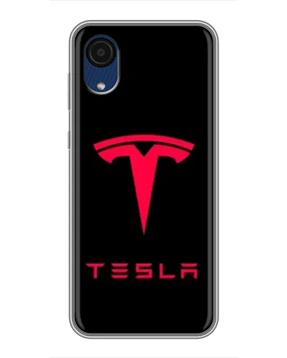 Чехол для Samsung Galaxy A03 Core с картинкой «Tesla Red Logo»