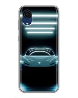 Чехол для Samsung Galaxy A03 Core с картинкой «Tesla в неоне»