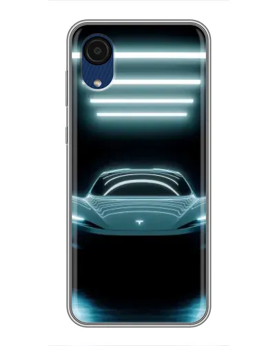 Чехол для Samsung Galaxy A03 Core с картинкой «Tesla в неоне»