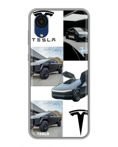 Чехол для Samsung Galaxy A03 Core с картинкой «Коллаж Cybertruck Tesla»