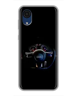 Чехол для Samsung Galaxy A03 Core с картинкой «Салон Audi — руль»