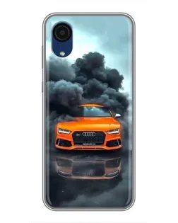 Чехол для Samsung Galaxy A03 Core с картинкой «Audi в облаках дыма»