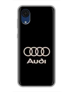 Чехол для Samsung Galaxy A03 Core с картинкой «Audi — золотой логотип»