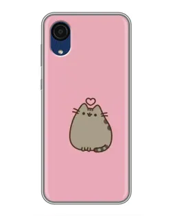 Чехол для Samsung Galaxy A03 Core с картинкой «Pusheen сердце»