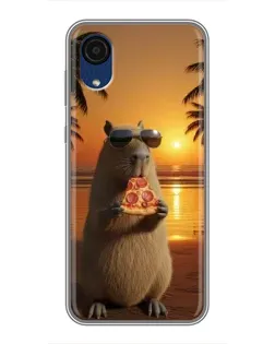 Чехол для Samsung Galaxy A03 Core с картинкой «Капибара с пиццей»
