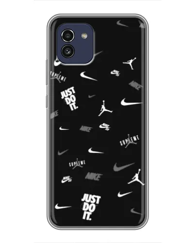 Чехол для Samsung Galaxy A03 (A035) с картинкой «Nike Black Pattern» Чехол для Samsung Galaxy A03 (A035) с картинкой «Nike Black Pattern»