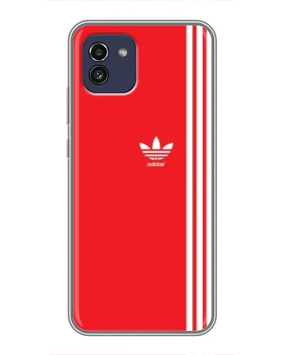 Чехол для Samsung Galaxy A03 (A035) с картинкой «Красный минимализм Adidas»