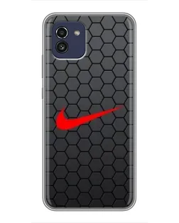 Чехол для Samsung Galaxy A03 (A035) с картинкой «Nike — карбоновая сетка»