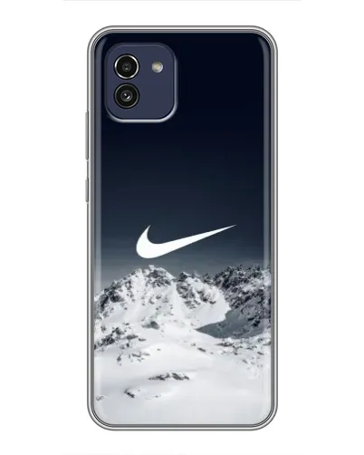 Чехол для Samsung Galaxy A03 (A035) с картинкой «Nike — зимние горы» Чехол для Samsung Galaxy A03 (A035) с картинкой «Nike — зимние горы»